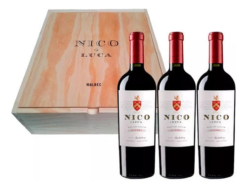 Vino Nico By Luca Malbec Caja De Madera X3u