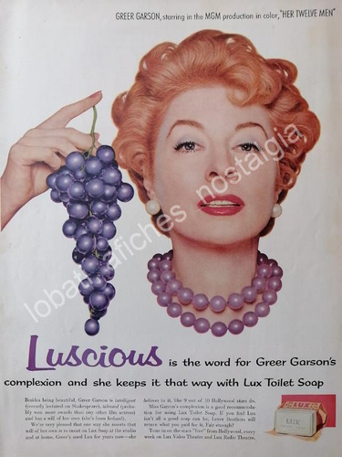 Cartel Vintage Greer Garson En Los Jabones Lux. U.s.a 1954 /