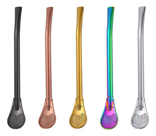 Cuchara De Acero Inoxidable, Pajitas Reutilizables