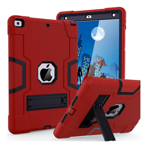 Funda iPad 10.2 Cantis Delgada Antichoque Soporte Rojo