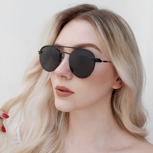 Armação E Óculos Solar P/ Grau Oval Clipon Feminino Mascuino Cor Preto
