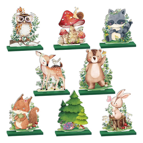 8 Piezas Decoraciones De Mesa De Animales Del Bosque Cr...