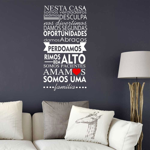  Adesivo Decorativo De Parede Frase Casa Coração Familia