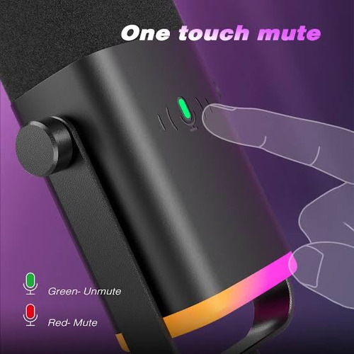 Microfone Fifine Am8 Cor Preto Gamer Com Rgb Led