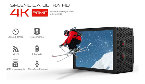 Cooau 4k 20mp Cámara De Acción Wifi Micrófono Control Remoto