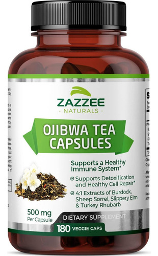 Zazzee Ojibwa Tea 500 Mg Colitis Depurativo Hepatico 180 Cáp Sabor Sin Sabor