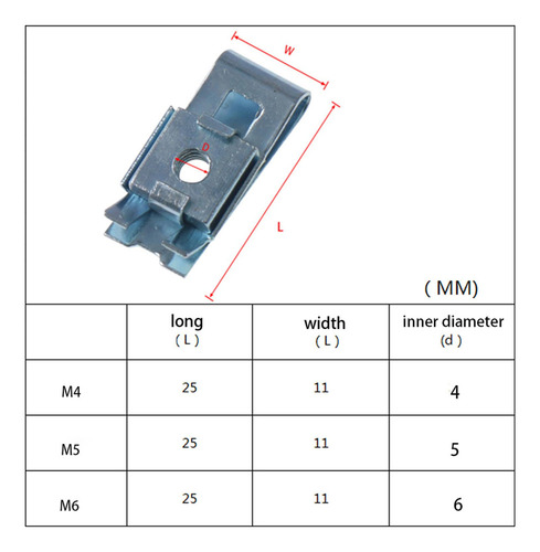50x M5 Tuercas Clips, Piezas Motocicleta Acero Al Carbono