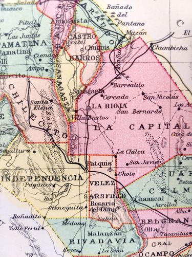 Antiguo Mapa Color 1926 La Rioja Ferrocarriles Plano (Usado)
