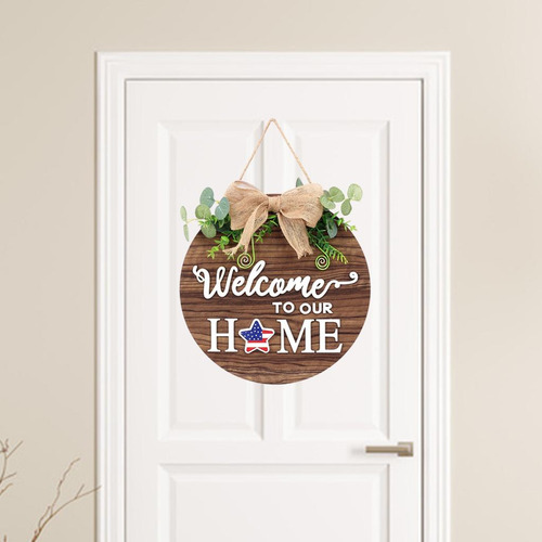 Bienvenida Puerta De La Pared Decorativo Colgante Flor Al