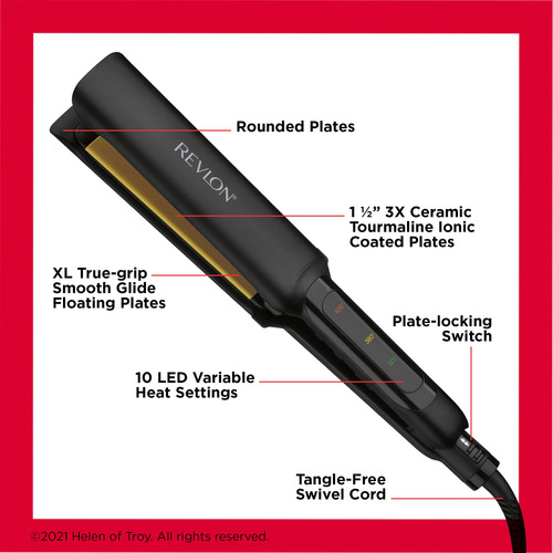 Plancha Revlon De Cerámica Smooth Brillance, Extra Larga, 1,