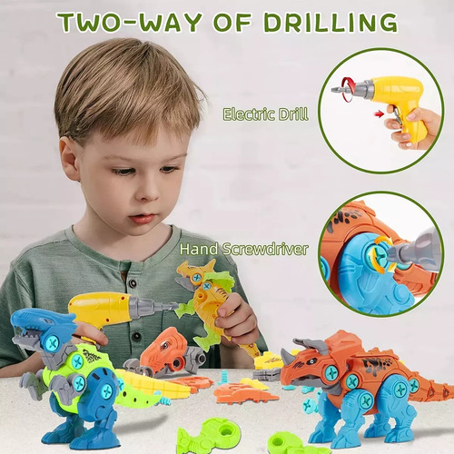 Juguete De Ensamblaje De Dinosaurio Con Taladro Eléctrico