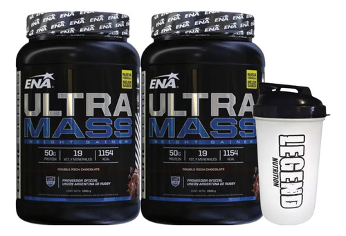 Suplemento Ganador De Peso Ultramass 1.5 Kg Sabor Chocolate X2 + Vaso Legend