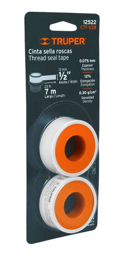 Cinta Sella Roscas 7mx1/2´ Pvc Cobre Acero Pvc 2pz 12522