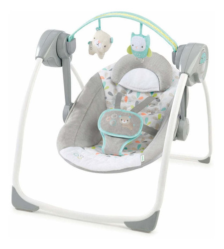 Cadeira de balanço para bebê Ingenuity Comfort 2 Go Portable Swing elétrica fanciful forest cinza/branco