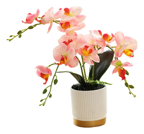 Flor Artificial En Maceta, Adorno De Orquídea Phalaenopsis