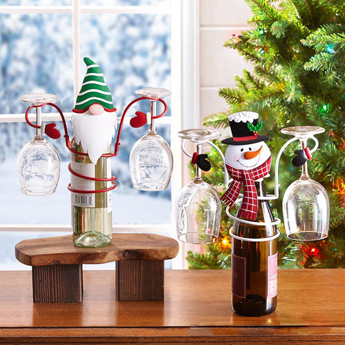 Soporte Para Copas De Vino Con Forma De Muñeco De Nieve, Dec