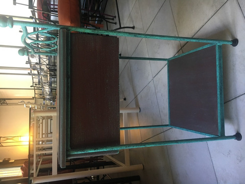 Imagen 6 de 8 de Mesa De Luz En Hierro Y Madera Vintage Con 1 Cajon + Estante