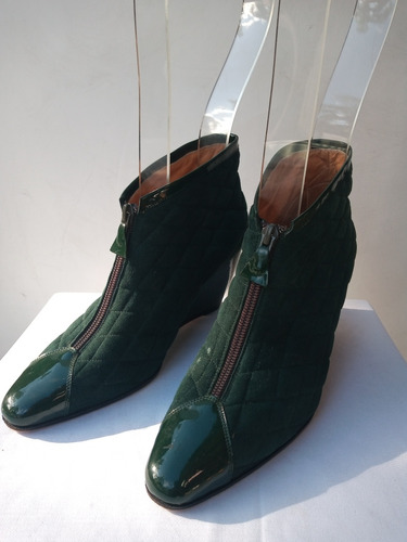 Botas Rubén Portela Cuero Gamuza Mateleasada Verde Mujer 36