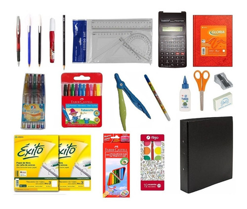 Set Escolar 21 Pzs Cuaderno Calculadora Colores   Kaosimport