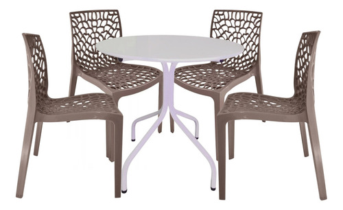 Jogo De Mesa Moema 80x80 Branco 4 Cadeira Gruvyer Fendi