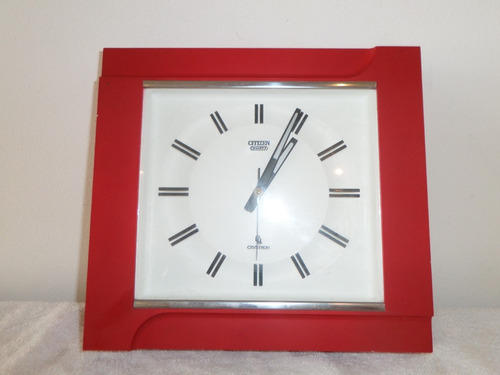 Antiguo Reloj De Pared Citizen Crystron Rojo Vintage