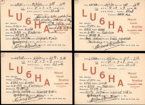 18 Tarjetas Qsl - Lu6ha A Otros (febrero Y Marzo De 1947)