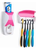 Comprar Dispensador Pasta Dental + Soporte Cepillo De Dientes. Rosa.