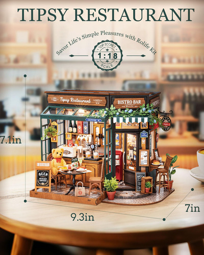 Kit De Casa Miniatura Diorama Café Y Bar 118 Con Luz Led