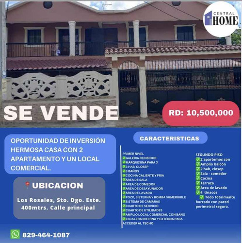 Se Vende Hermosa Casa Con 2 Apartamento Y Un Local Comercial