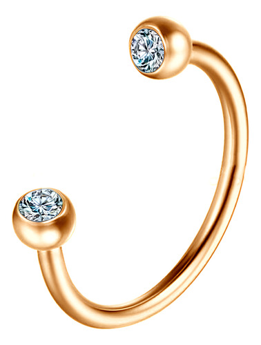 Piercing Ferradura Titânio Dourada Com Pedra Branca Cor Dourado