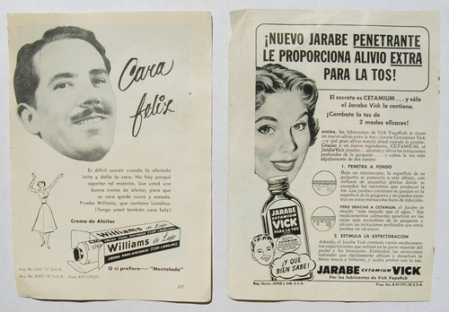 Publicidad Anitgua De Jarabe Vick Y Crema Williams, 1951