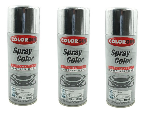 Tinta Spray Automotiva Colorgin Efeito Cromado 300ml 3un