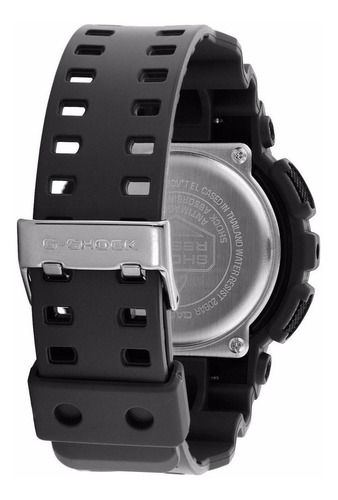Imagen 4 de 4 de Reloj de pulsera Casio G-Shock GA-100 de cuerpo color negro, analógico-digital, para hombre, fondo negro, con correa de resina color negro, agujas color blanco, dial negro y gris, subesferas color negro y gris, minutero/segundero gris, bisel color negro y hebilla doble