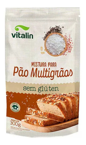 Pré-mistura de mistura para pão multigrãos Vitalin sem glúten integral 300 g 