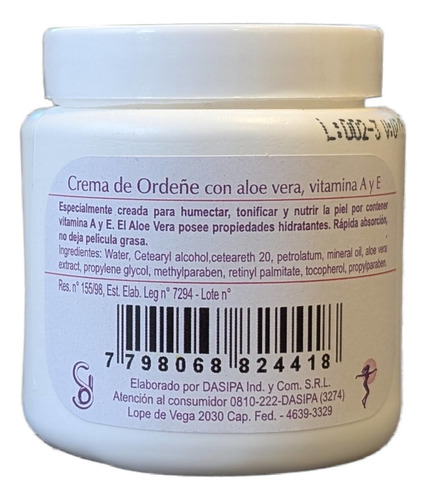 Crema De Ordeñe + Aloe. Envase 120 Gs - Pack 3u