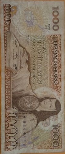 Billete Un Mil Pesos 1985 Sor Juana, Usado.