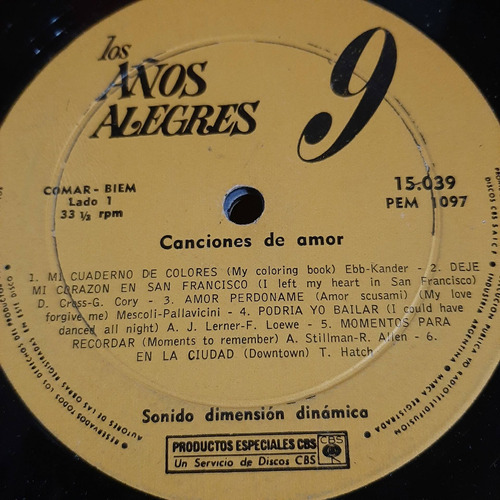 Sin Tapa Disco Canciones De Amor Los Años Alegres 9 O0