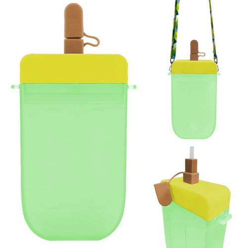 Squeeze Garrafa De Agua Infantil Com Alça 300ml Picole Verde