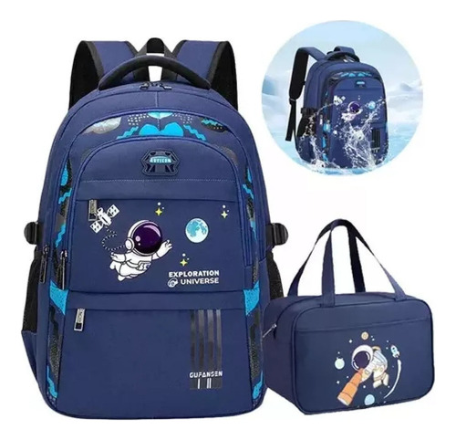 Mochila Ortopédica Infantil, Astronauta, Fiambrera Traer