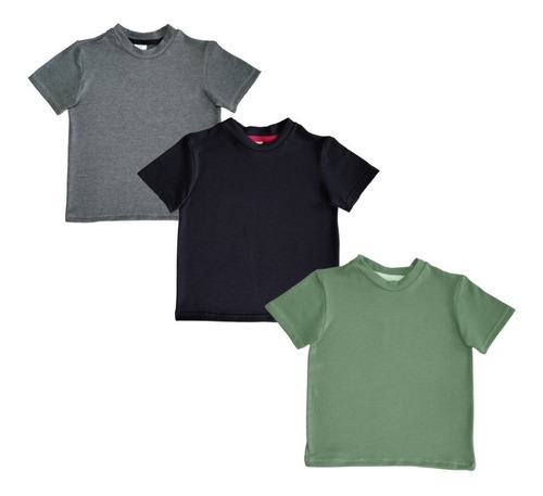 Set X 3 Camisetas Para Niños Niñas Cuello Redondo Fk