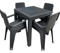 Comprar Juego Rattan 1 Mesa Tipo Rattan Con 4 Sillas  Rattan