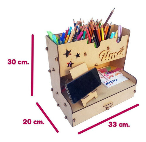 Imagen 2 de 6 de Organizador De Escritorio Y Cajon Fibrofacil + Porta Celular