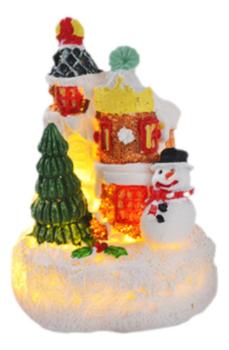 Casa Luminosa Navideña Escena De Nieve Navideña Figura De