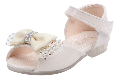 Sandalias De Piel Bowknot Party Princess Para Niñas