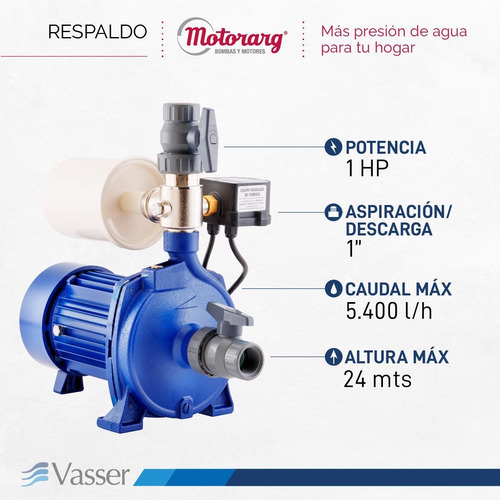 Imagen 2 de 12 de Bomba Presurizadora Vasser Qcpres26 De 4-6 Baños - 24mts 1 H