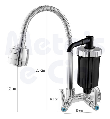 Imagem 5 de 9 de Torneira Com Filtro Gourmet Cozinha Parede Metal S Promoção