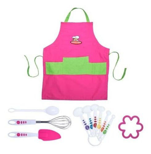 Set De Cocina Infantil En Rosa Y Verde, 11 Piezas.