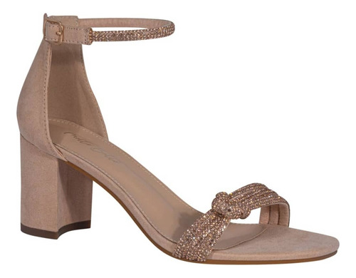 Zapatillas Sandalias Con Piedritas Brillosas Tacon 7c Nude