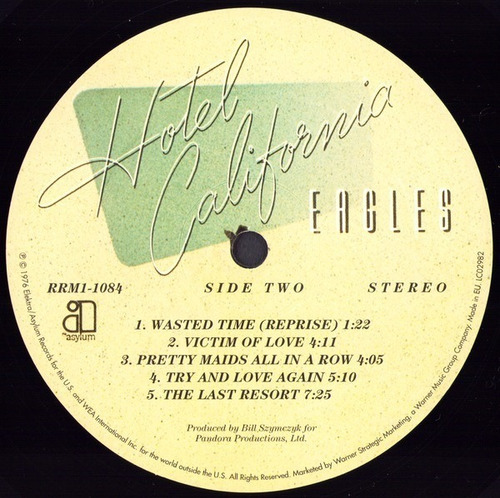 Imagen 5 de 7 de Eagles Hotel California (disco Vinilo) Pink Floyd Aeorosmith
