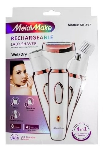 Depiladora Recargable Para Mujer 4 En 1 Bikini Nariz Cejas